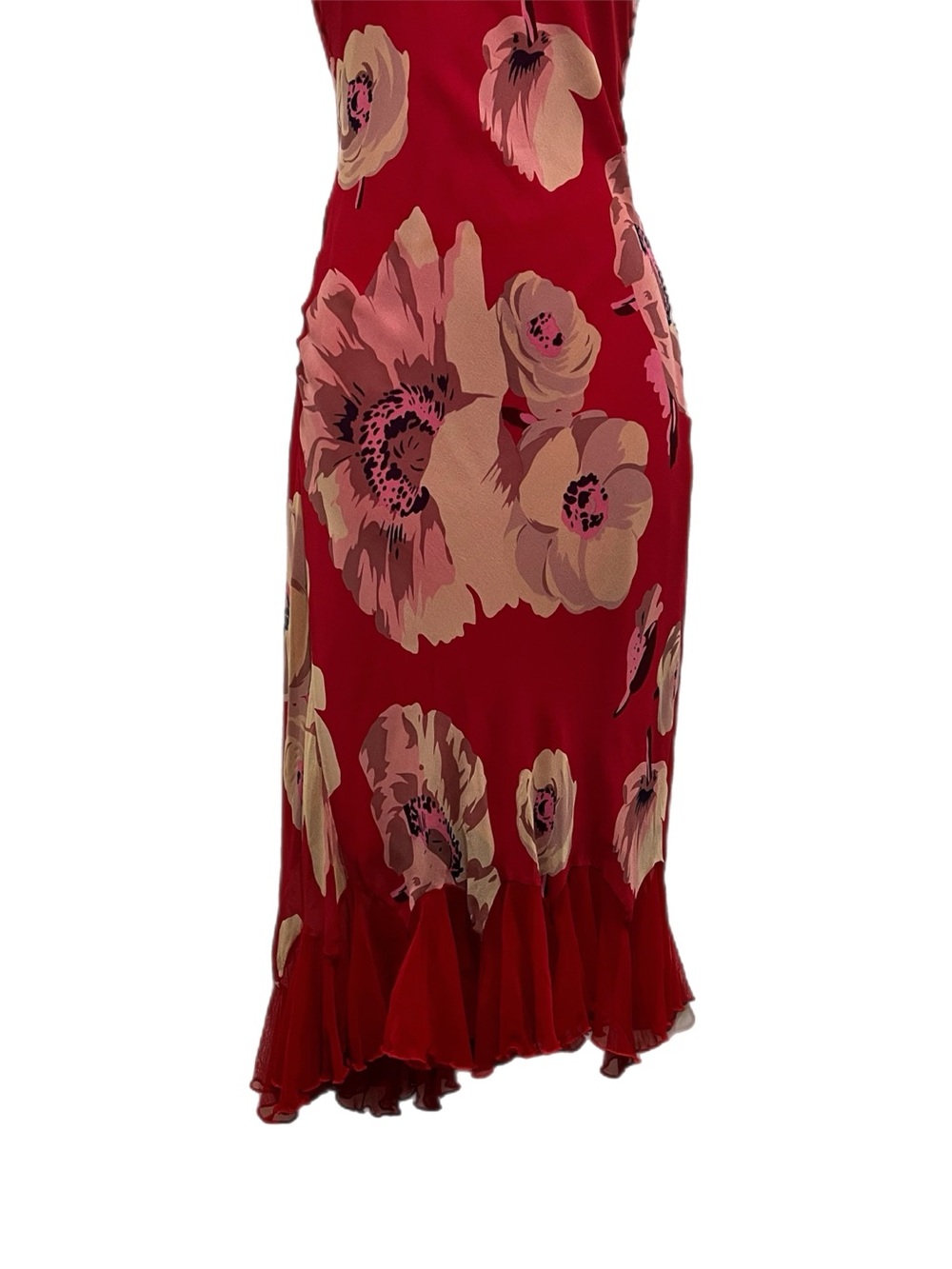 Vintage Betsey Johnson New York Silk Sheer Mesh Floral Slip Dress w/ Flower Pin - Picture 10 of 13